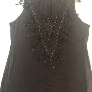 DELETTA brown ruffle top Medium M anthropologie